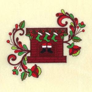 Picture of Jacobean Stockings On Fireplace  Machine Embroidery Design
