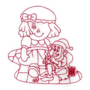 Picture of Redwork Elf Sewing Machine Embroidery Design