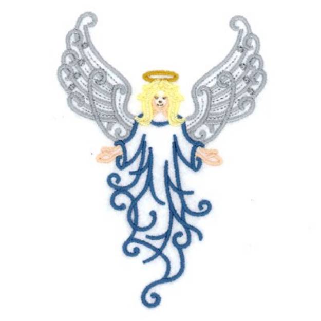 Picture of Angel Filigree With Open Wings Machine Embroidery Design
