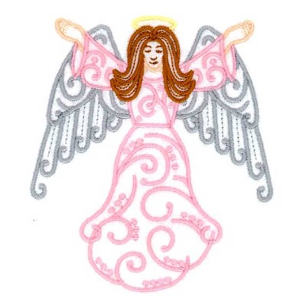 Picture of Angel Filigree Flying Machine Embroidery Design