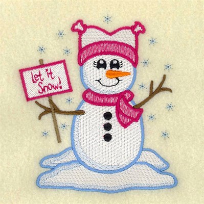Vintage Snowman With Placard Machine Embroidery Design