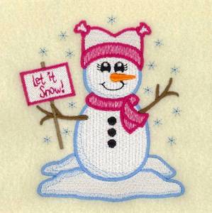 Picture of Vintage Snowman With Placard Machine Embroidery Design