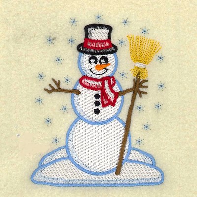 Vintage Snowman And Broom Machine Embroidery Design