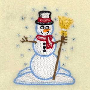 Picture of Vintage Snowman And Broom Machine Embroidery Design