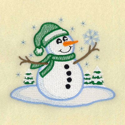 Vintage Snowman And Snowflake Machine Embroidery Design