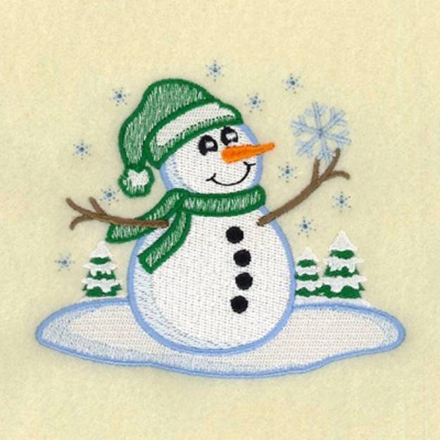 Picture of Vintage Snowman And Snowflake Machine Embroidery Design