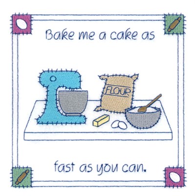 Pat-A-Cake Mixing Machine Embroidery Design