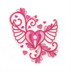 Picture of Jacobean Valentine Heart Machine Embroidery Design