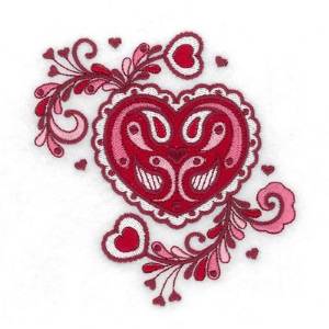 Picture of Jacobean Heart Swirl Machine Embroidery Design