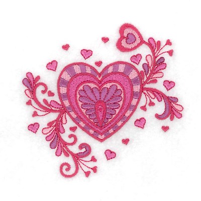 Jacobean Heart  In Plant Machine Embroidery Design