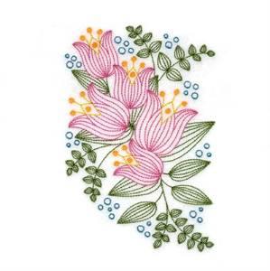 Picture of Vintage Spring Tulips Machine Embroidery Design