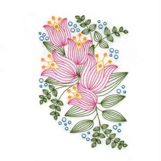 Picture of Vintage Spring Tulips Machine Embroidery Design