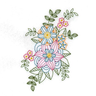 Vintage Spring Flowers Machine Embroidery Design