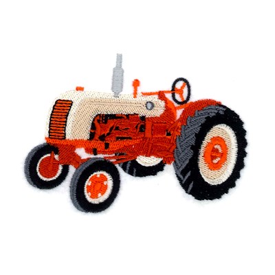 Antique Orange Tractor Machine Embroidery Design