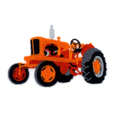 Antique Orange Tractor Machine Embroidery Design