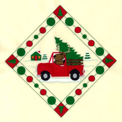 Reindeer Christmas Tree Potholder Machine Embroidery Design