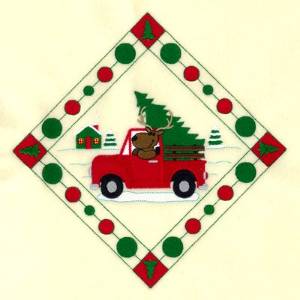 Picture of Reindeer Christmas Tree Potholder Machine Embroidery Design