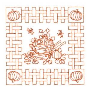 Picture of Pumpkin Harvest Quilt Square Machine Embroidery Design