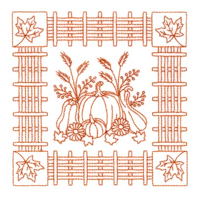 Fall Quilt Square Machine Embroidery Design
