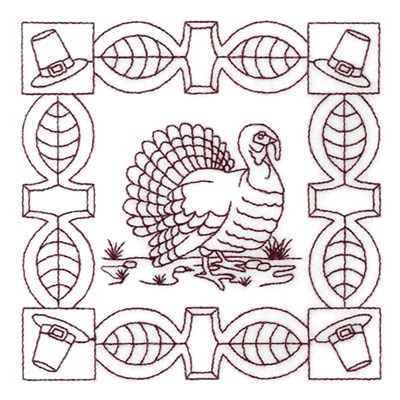 Turkey Quilt Square Machine Embroidery Design