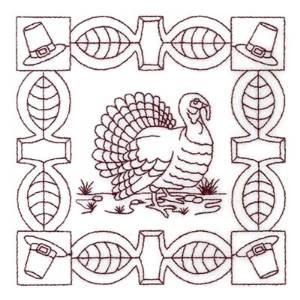 Picture of Turkey Quilt Square Machine Embroidery Design