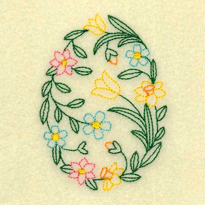 Floral Easter Egg Machine Embroidery Design