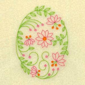 Picture of Flower Swirl Easter Egg Machine Embroidery Design