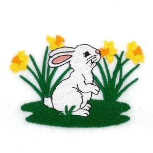 Picture of Bunny with Daffodils Machine Embroidery Design