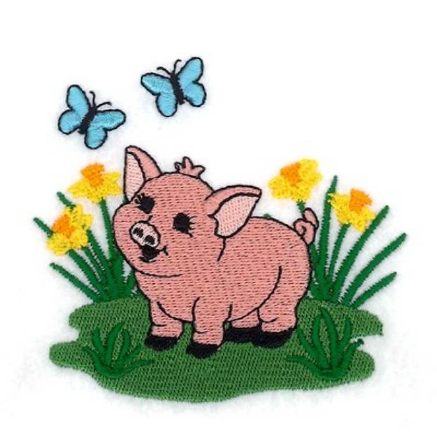 Picture of Spring Piglet Machine Embroidery Design