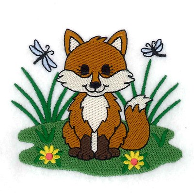Spring Fox Machine Embroidery Design
