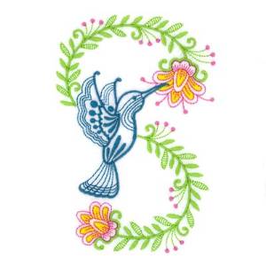 Picture of Hummingbird Floral Machine Embroidery Design