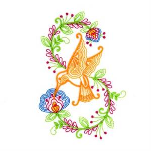 Picture of Flower Hummingbird Machine Embroidery Design