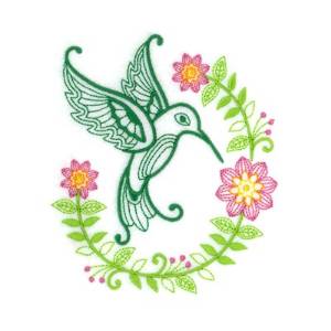 Picture of Green Hummingbird Machine Embroidery Design