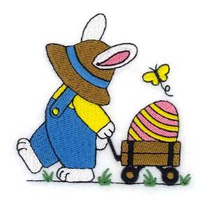 Picture of Bunny With Wagon Machine Embroidery Design