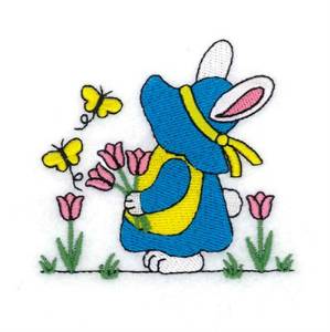 Picture of Bunny With Tulips Machine Embroidery Design