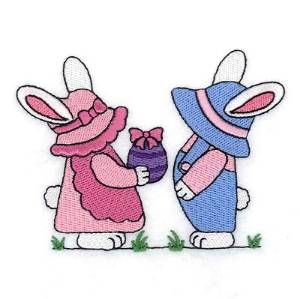 Picture of Bunny Giving Egg Machine Embroidery Design