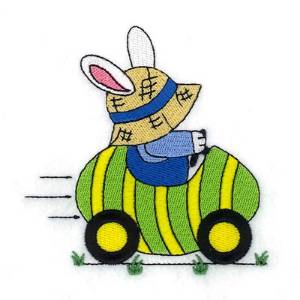 Picture of Bunny Driving Easter Egg Machine Embroidery Design