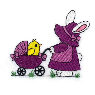 Bunny With Stroller Machine Embroidery Design