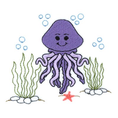 Adorable Squid Machine Embroidery Design