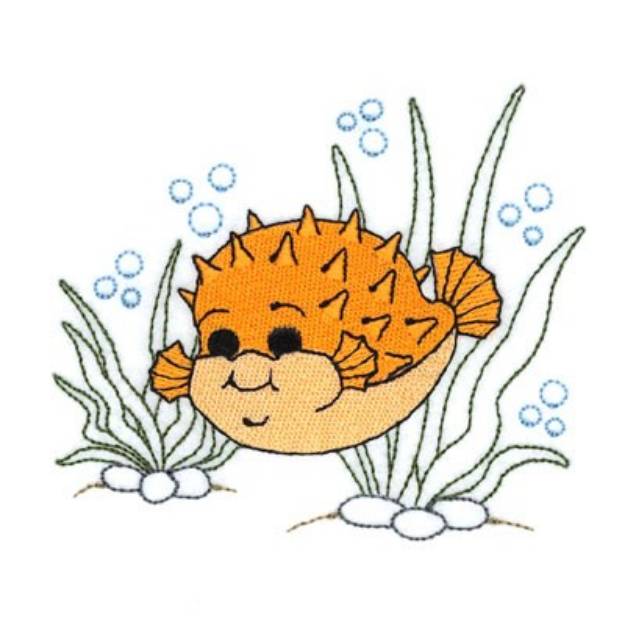 Picture of Adorable Puffer Fish Machine Embroidery Design