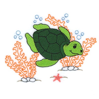 Adorable Sea Turtle Machine Embroidery Design