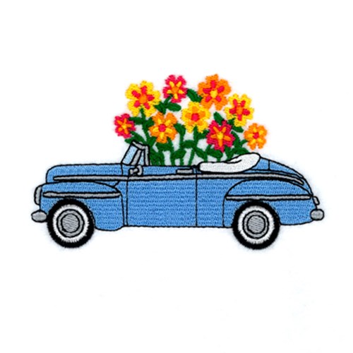 Blooming Car Machine Embroidery Design
