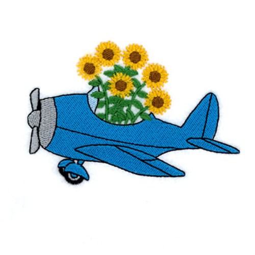 Blooming Airplane Machine Embroidery Design