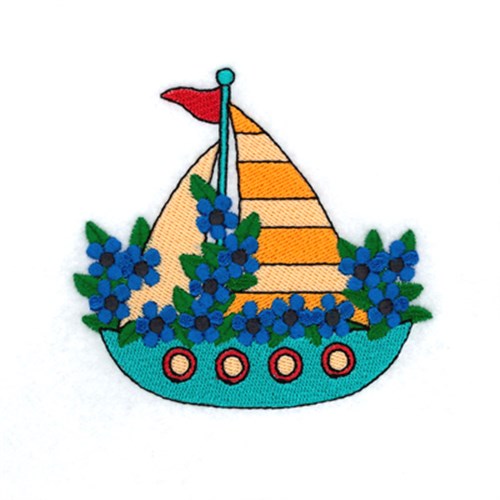 Blooming Sailboat Machine Embroidery Design