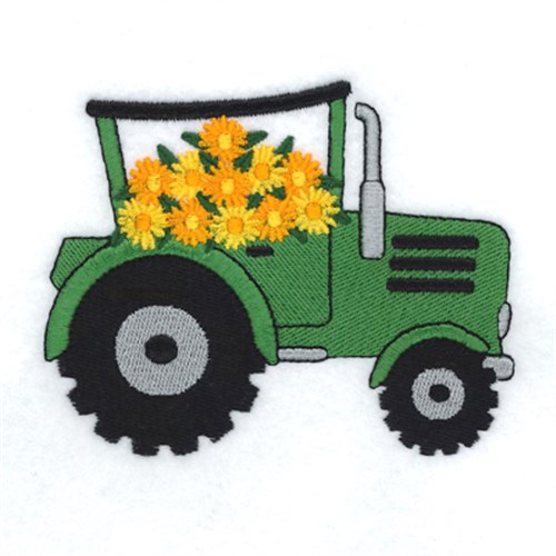 Blooming Tractor Machine Embroidery Design