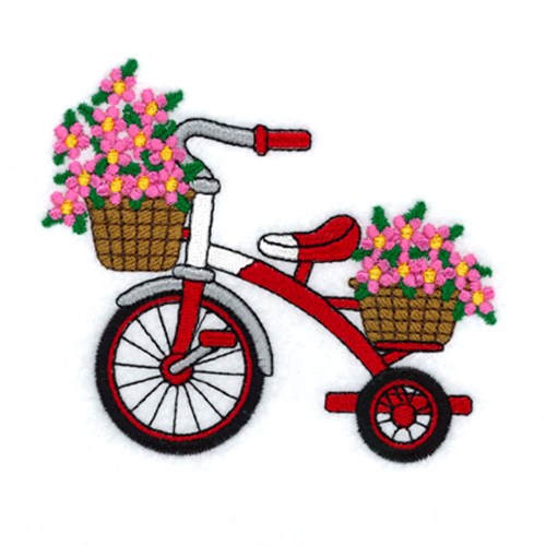 Blooming Tricycle Machine Embroidery Design
