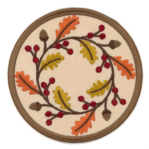 Oak Leaves Coaster Machine Embroidery Design