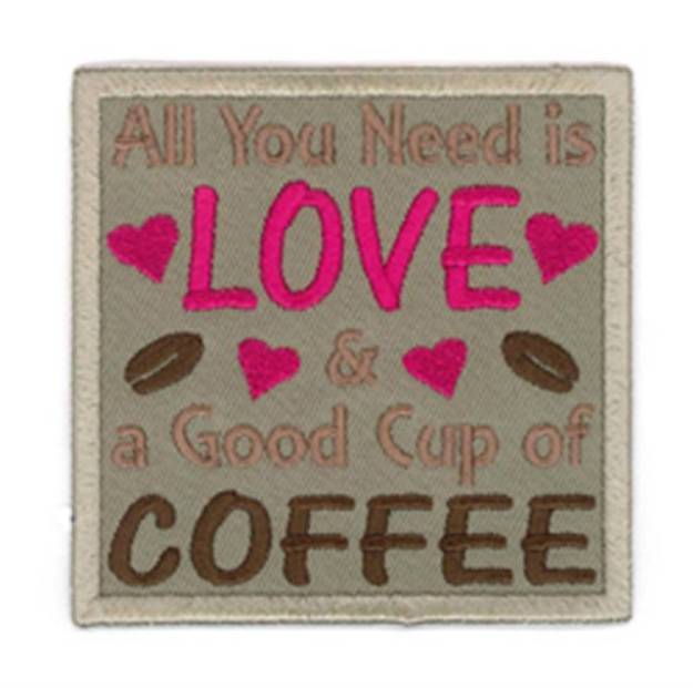 Picture of Love Coffee Coaster Machine Embroidery Design