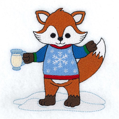 Christmas Fox Machine Embroidery Design