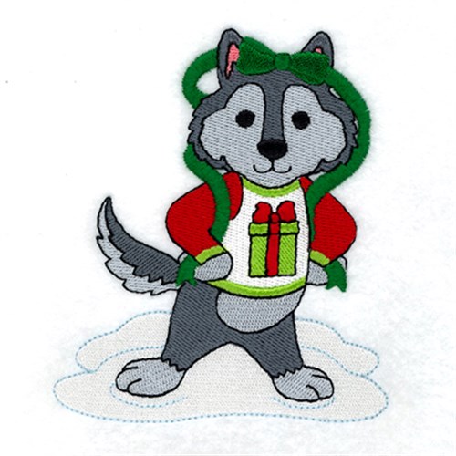 Christmas Wolf Machine Embroidery Design